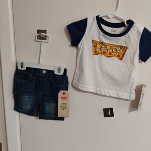 Levi's Kids White and Navy Tee Set
